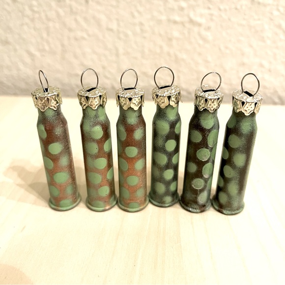 Handmade Other - Ornament Set 6 Copper & Greens & Black Polka dot. Original. NWT
